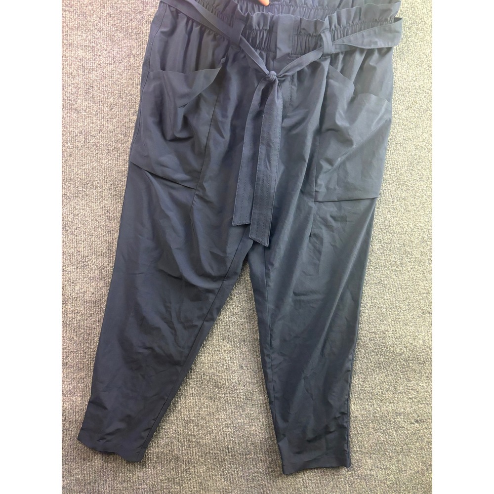 Athleta Jogger Pants Womens 12 Navy Blue Paperbag Waist Tie Front Hiking Travel